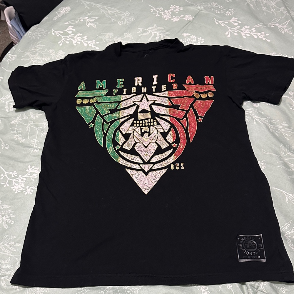 American Fighter Black Tee with Red and Green Graphic